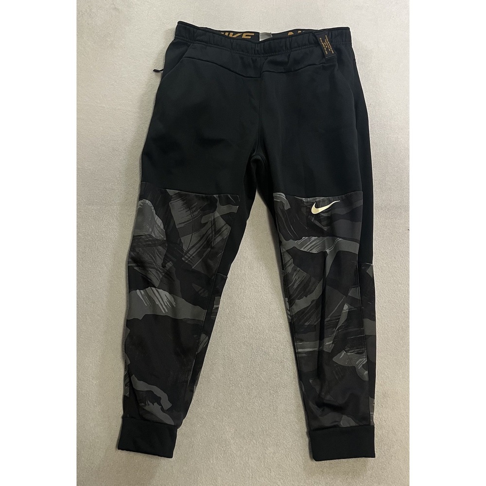 Nike DQ6618-010 Men's Size Large Black Therma-Fit Camo Tapered Training Pants